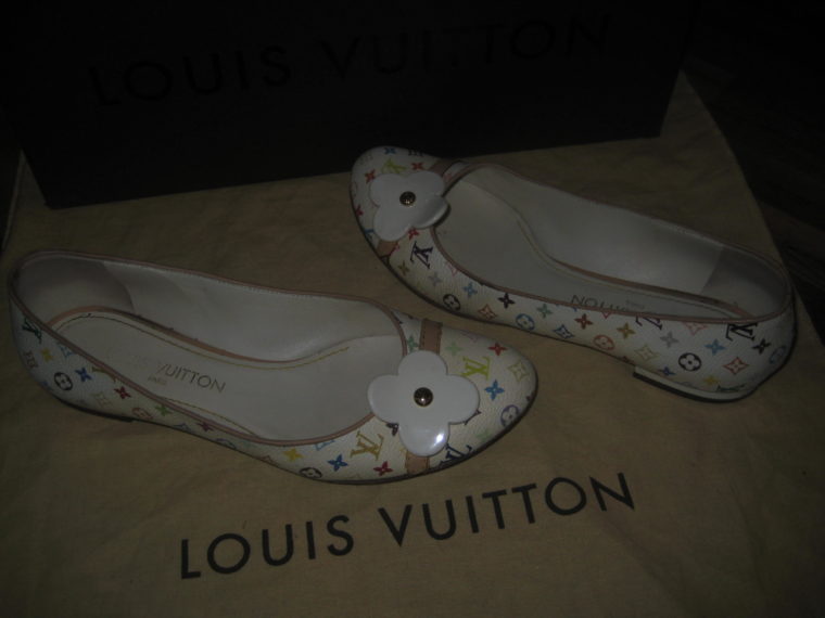 Louis Vuitton Ballerinas 37 1/2 Multicolor weiß-1455