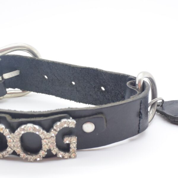 Hundehalsband DOG Leder schwarz-0