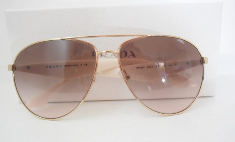 Prada Sonnenbrille Pilotenbrille gold / weiß-7793