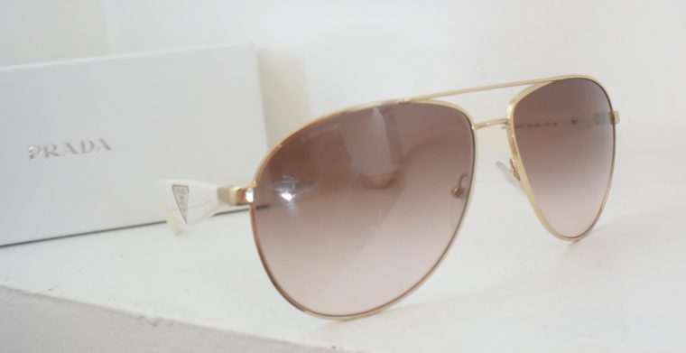 Prada Sonnenbrille Pilotenbrille gold / weiß-0