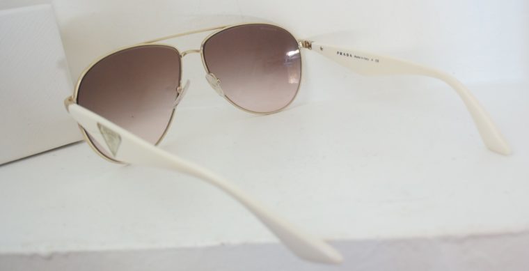 Prada Sonnenbrille Pilotenbrille gold / weiß-7795