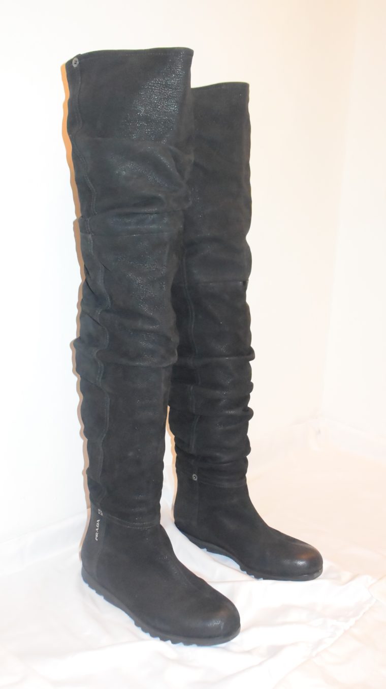 Prada Stiefel Leder hoch schwarz 36-0