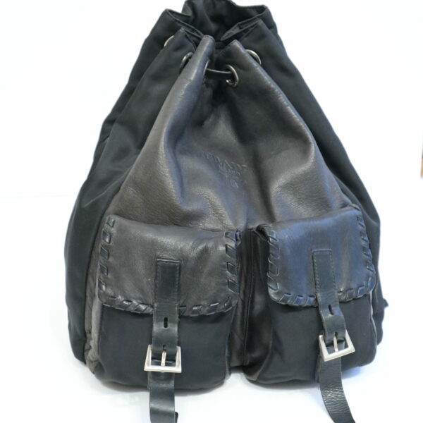 Prada Rucksack Leder Nylon Schwarz