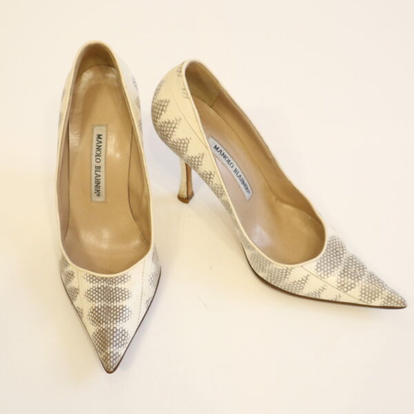 Manolo Blahnik Schuhe Pumps Beige Grau Gr.37 1/2