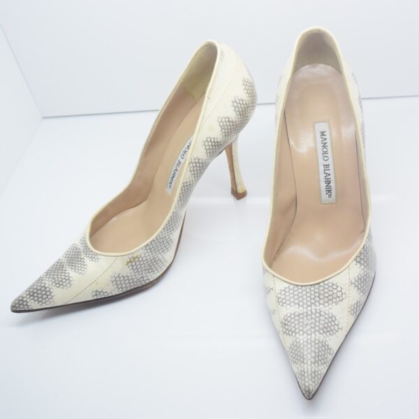 Manolo Blahnik Schuhe Pumps Beige Grau Gr.37 1/2