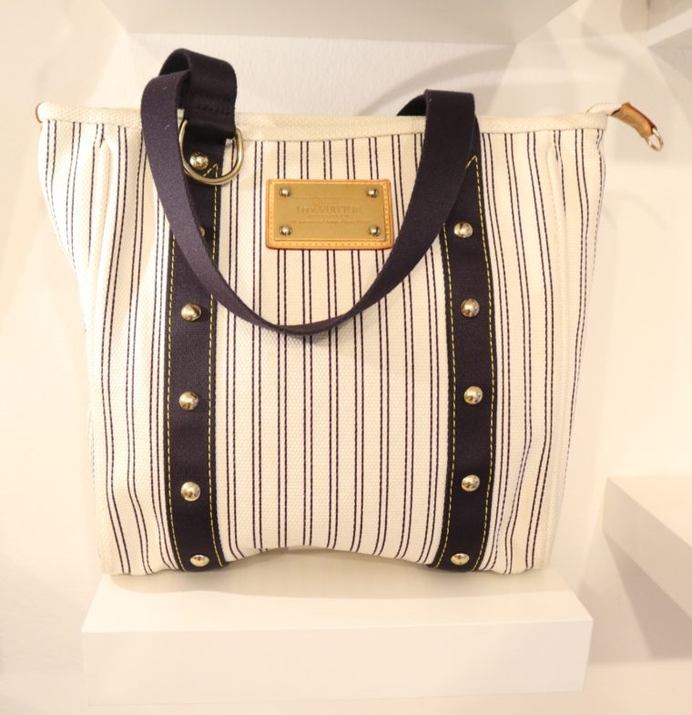 Louis Vuitton Tasche Cabas MM Toile Antigua blau weiß-0