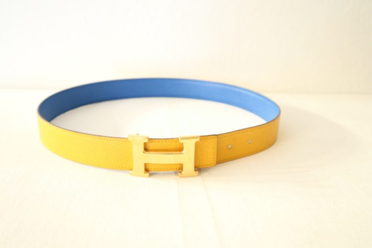 Hermes Gürtel Wendegürtel blau gelb-15531