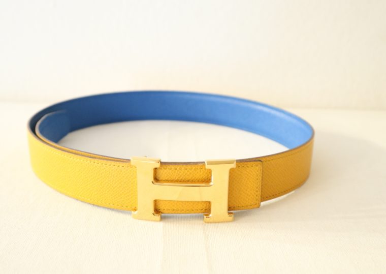 Hermes Gürtel Wendegürtel blau gelb-15534