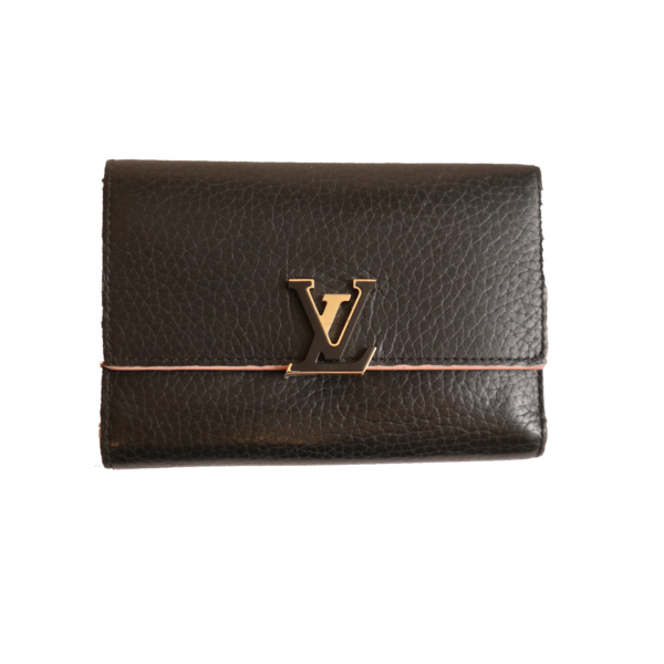 Louis Vuitton Geldbörse Capucines Compact Taurillon Leder schwarz