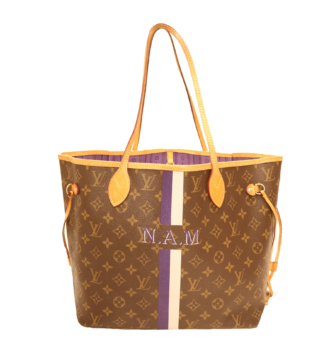 Louis Vuitton Tasche Neverfull MM ” N A M” Braun Violett