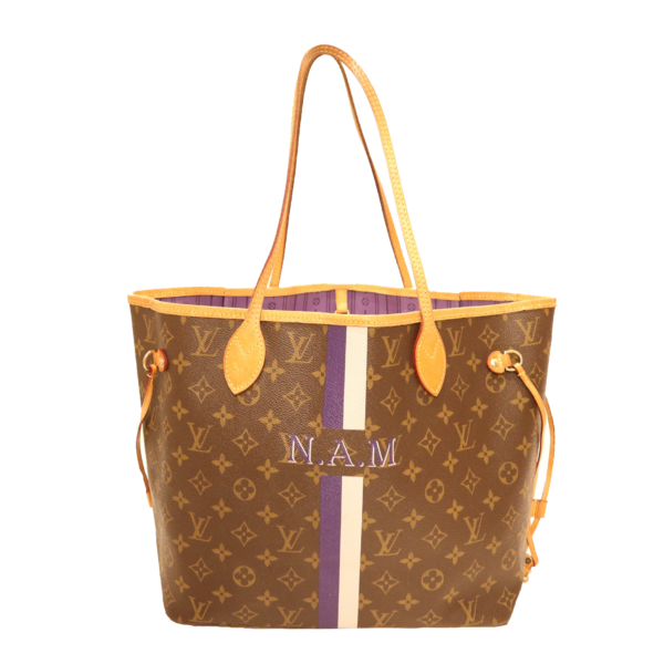 Louis Vuitton Tasche Neverfull MM ” N A M” Braun Violett