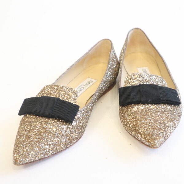 Jimmy Choo Ballerinas Gold Glitzer Gr. 37