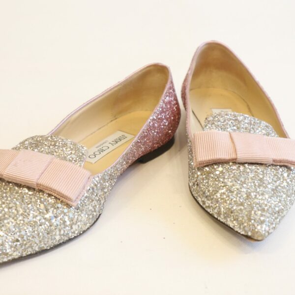 Jimmy Choo Ballerinas Silber/Rosa Glitzer Gr. 36 1/2