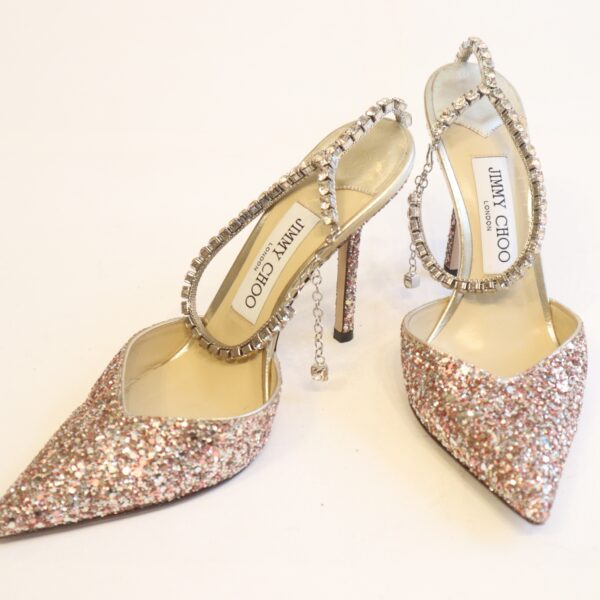 Jimmy Choo Pumps Silber/Rosa Glitzer Gr. 37