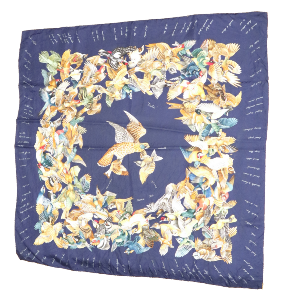 Hermes Seidentuch L´intrus Vögel blau