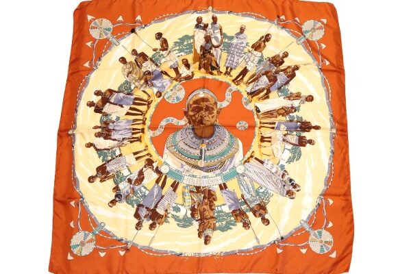 Hermes Seidentuch Perles du Kenya orange