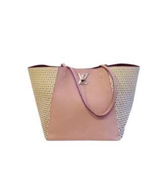 Louis Vuitton Tasche Perforated Lockme Cabas rose / beige